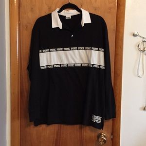 PINK Black Varsity Stripe Long Sleeve